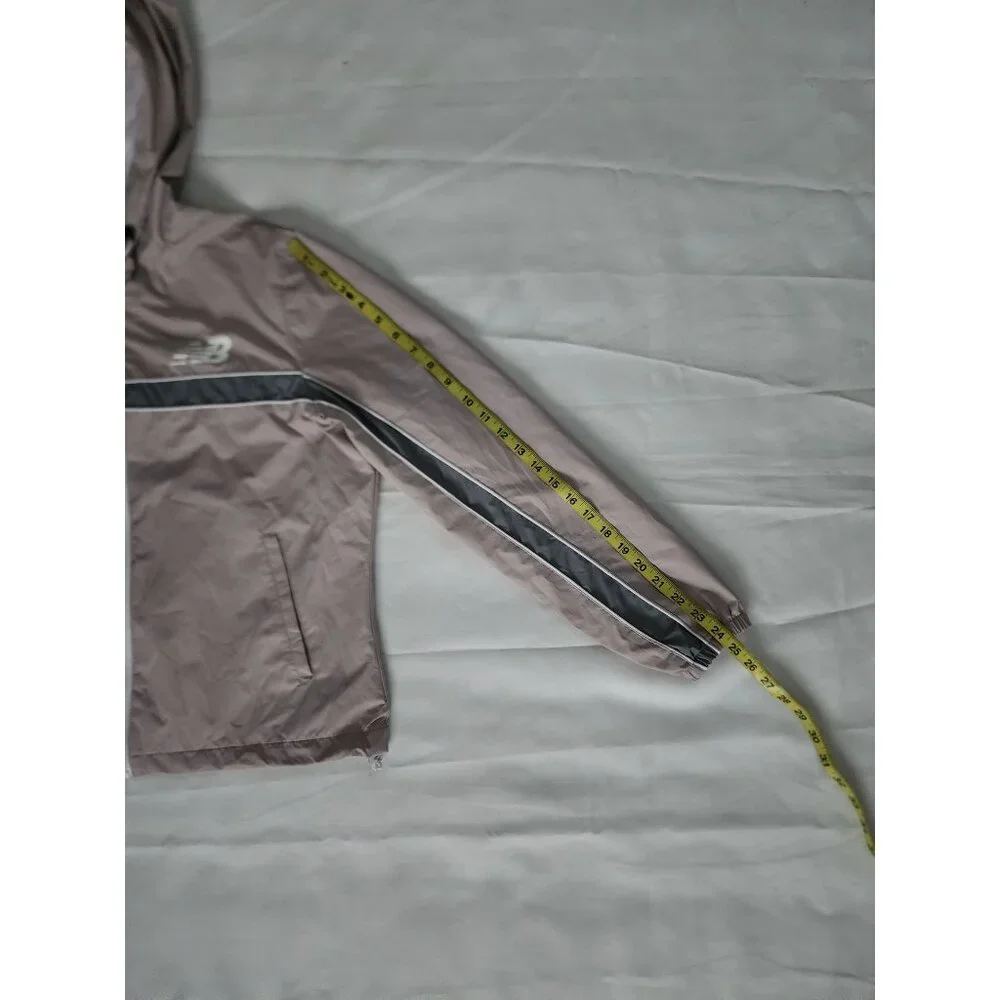 New Balance Men's Gray Full Zip‎ Front Hooded Windbreaker Jacket Size XL